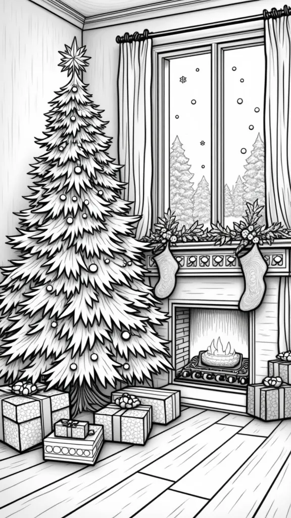 hard coloring pages christmas